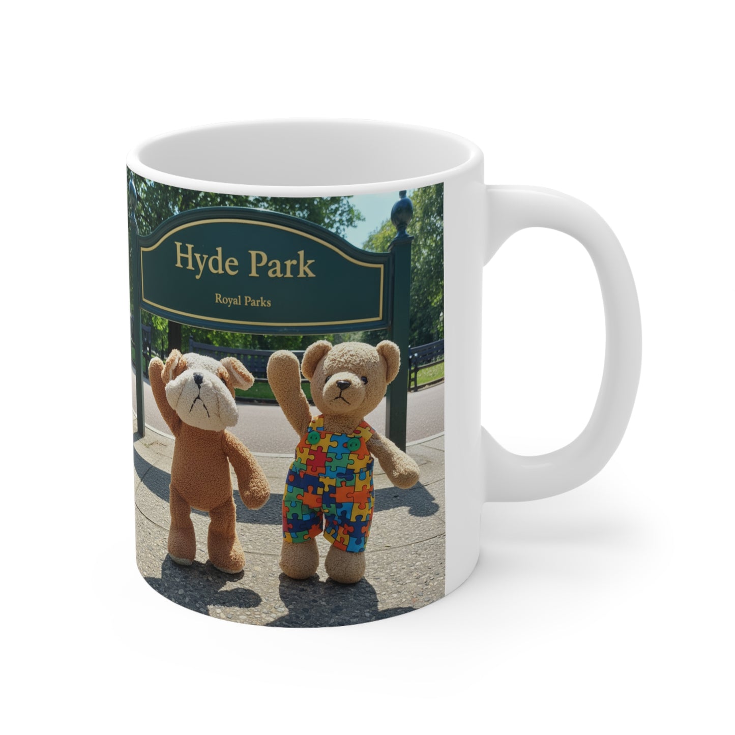 Teddy On Tour – Cubby Bear and Danny Dog in London Ceramic Coffee Cup