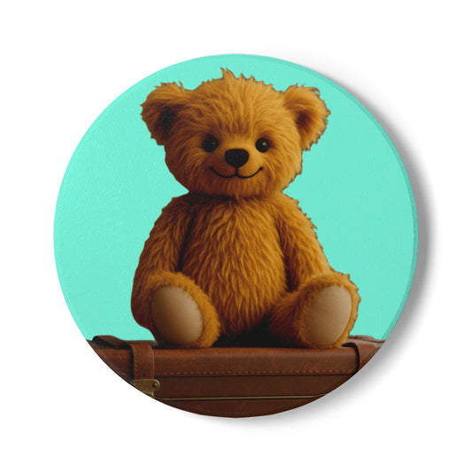 Teddy on Tour Teddy turquoise Ceramic Coaster ( look for matching mug )