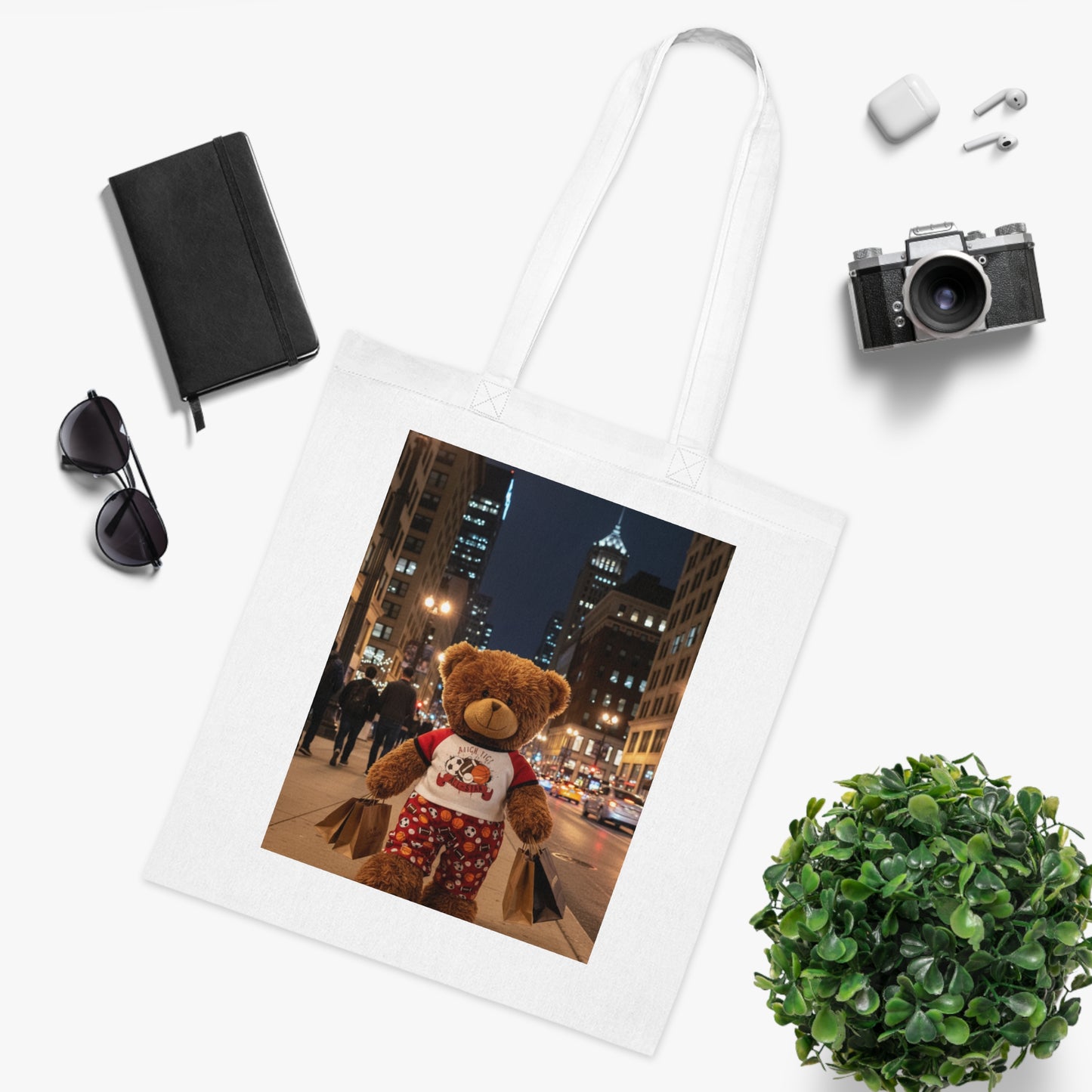 Teddy On Tour – Jake in Chicago Cotton Tote Bag