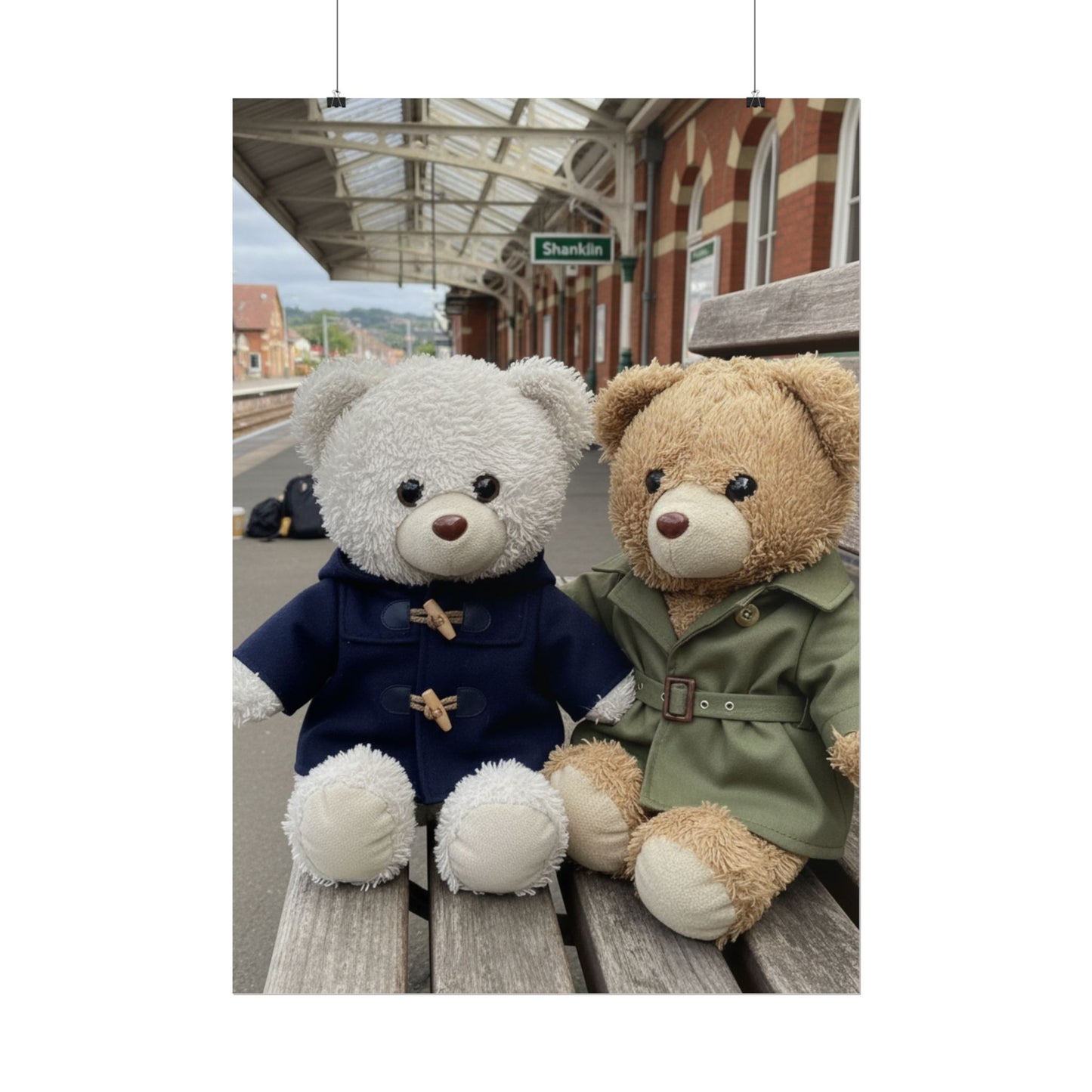 Teddy On Tour Brownie and Whitie in Shanklin Isle of Wight Rolled Posters