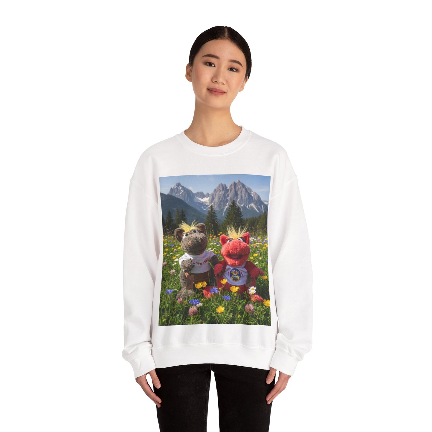 Teddy On Tour – Octey and Elsie in Seefeld-in-Tirol Austria Adult Unisex Heavy Blend™ Crewneck Sweatshirt