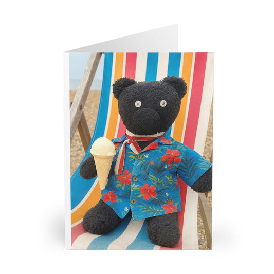 Teddy On Tour –Pop Jack in Whitstable Greeting Cards (5 Pack)