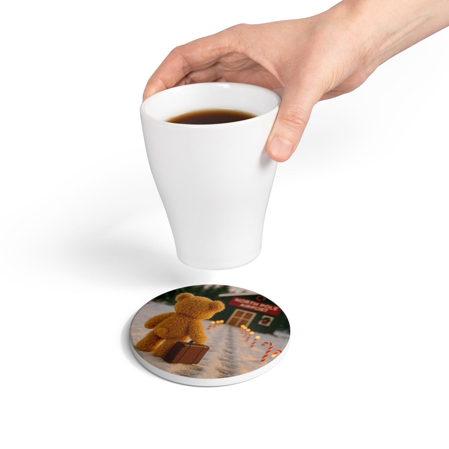 Teddy on Tour Christmas 2025 Ceramic Coaster 7