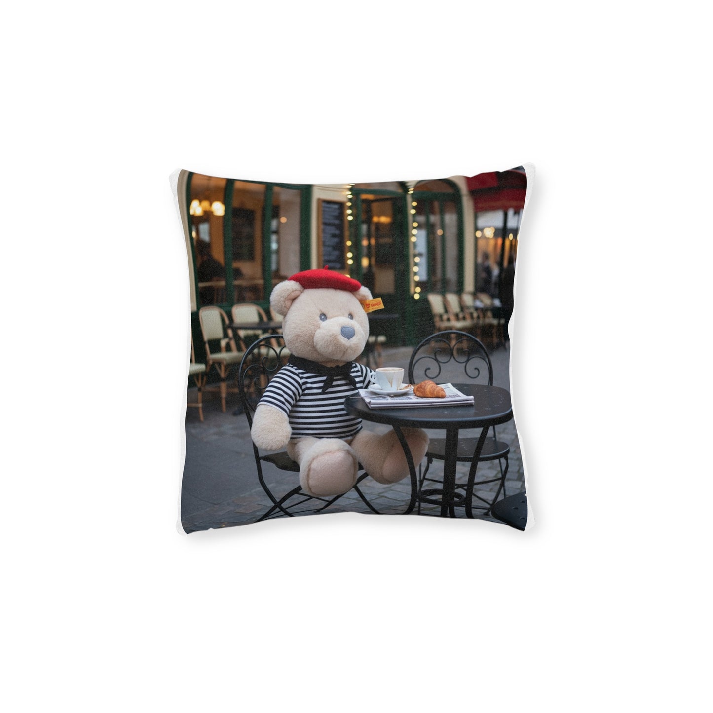 Teddy on Tour Gilbert in Paris Square Pillow