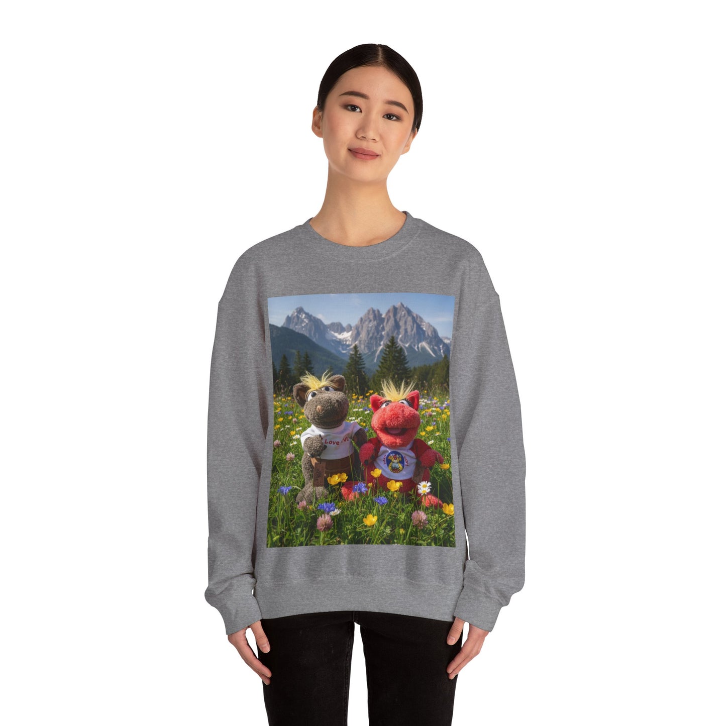 Teddy On Tour – Octey and Elsie in Seefeld-in-Tirol Austria Adult Unisex Heavy Blend™ Crewneck Sweatshirt