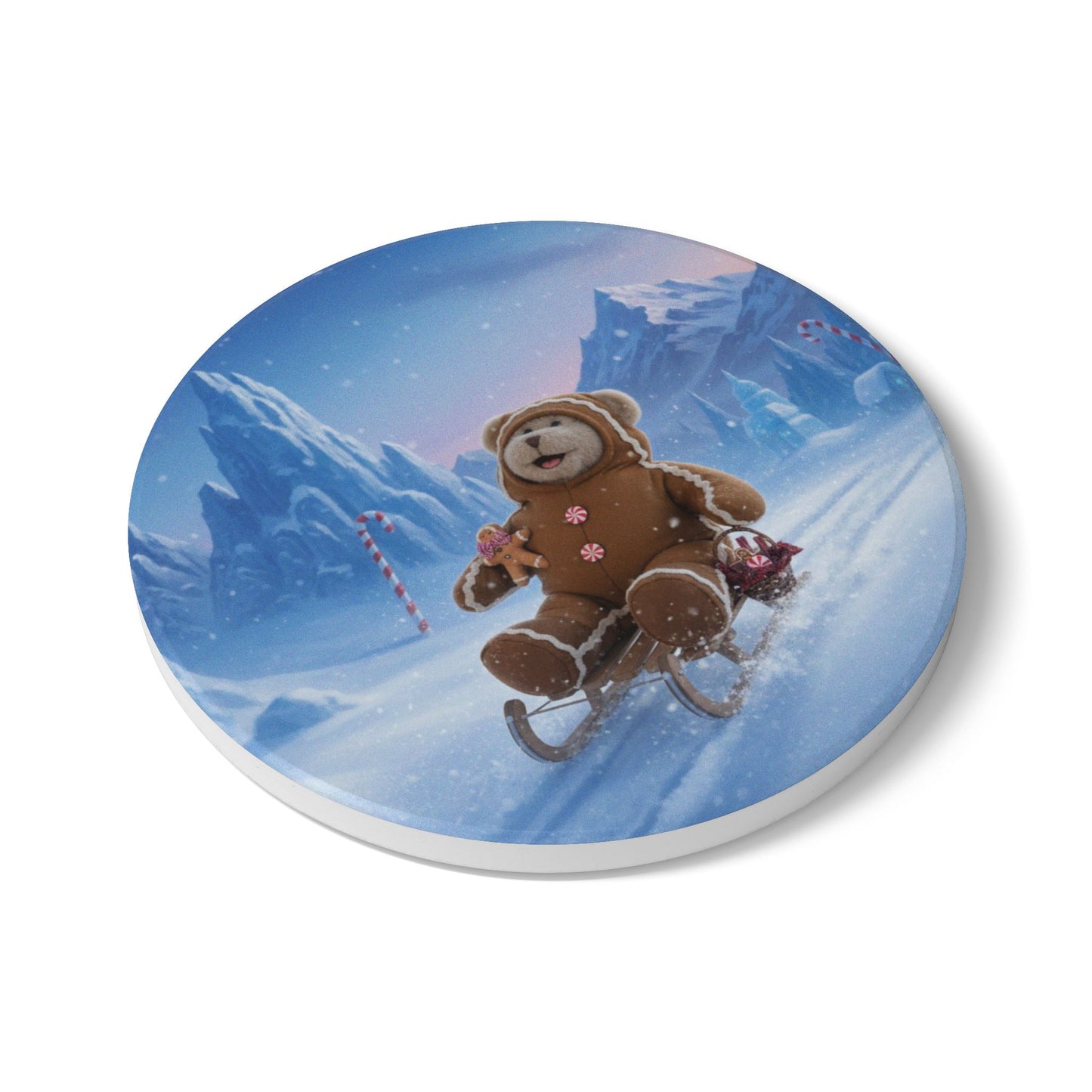 Teddy on Tour Christmas 2025 Ceramic Coaster 8