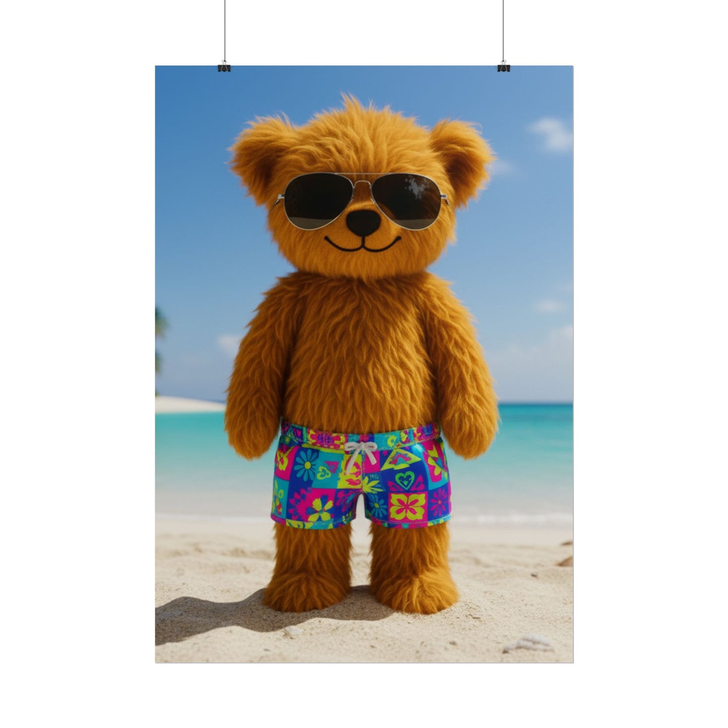 Teddy On Tour Teddy on the beach poster Rolled Posters