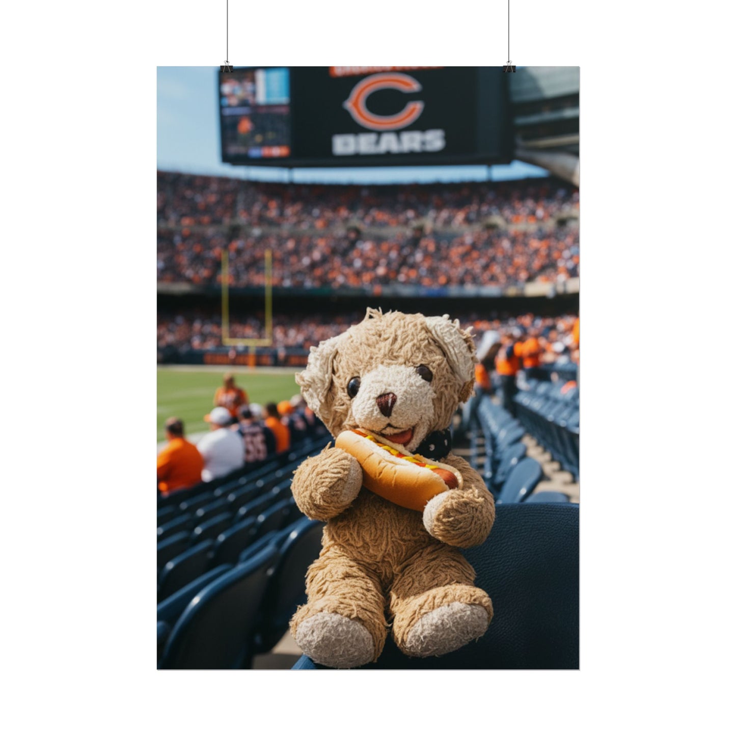 Teddy On Tour Ben visits the Chicago Bears Rolled Posters