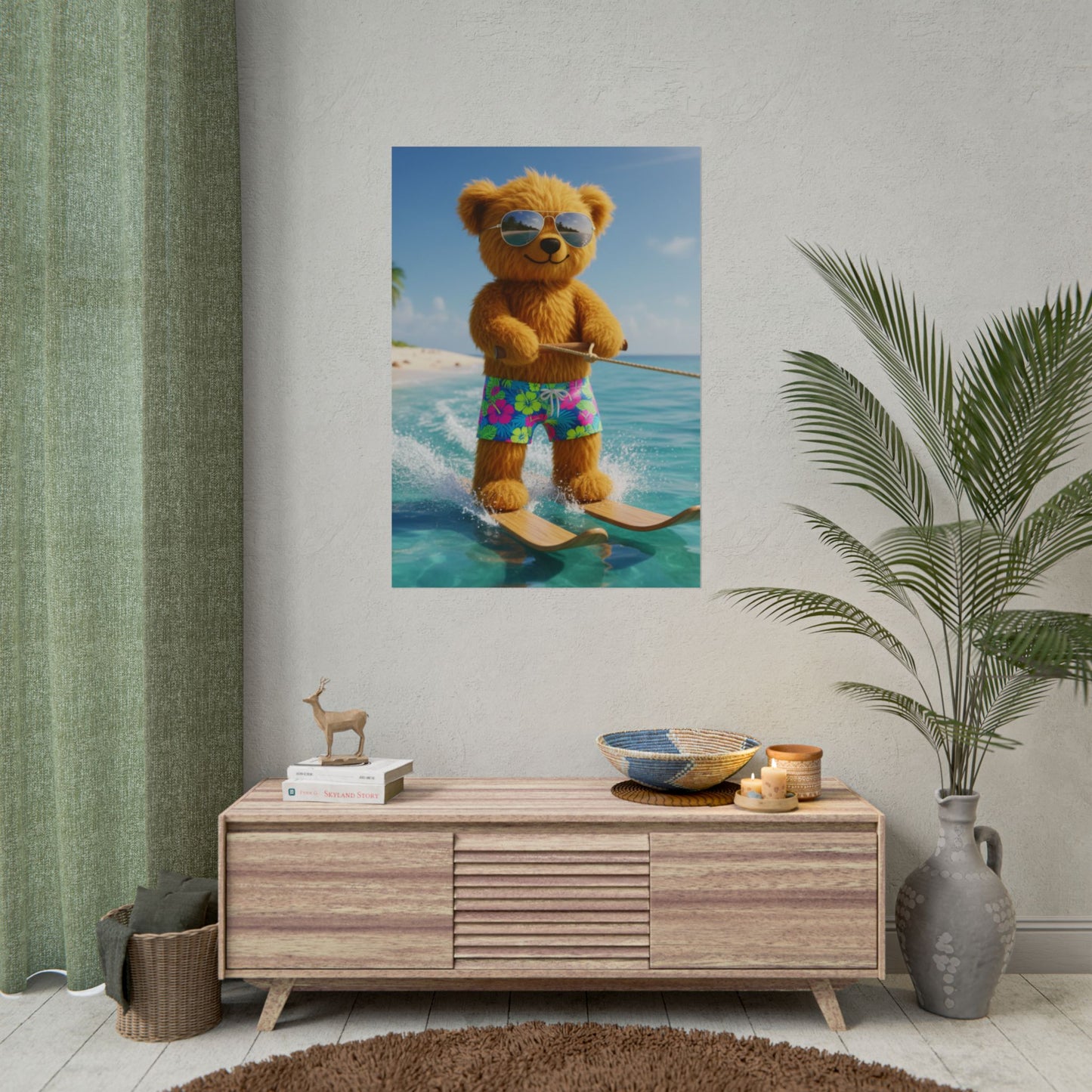 Teddy On Tour Teddy Water Skiing Poster Rolled Posters
