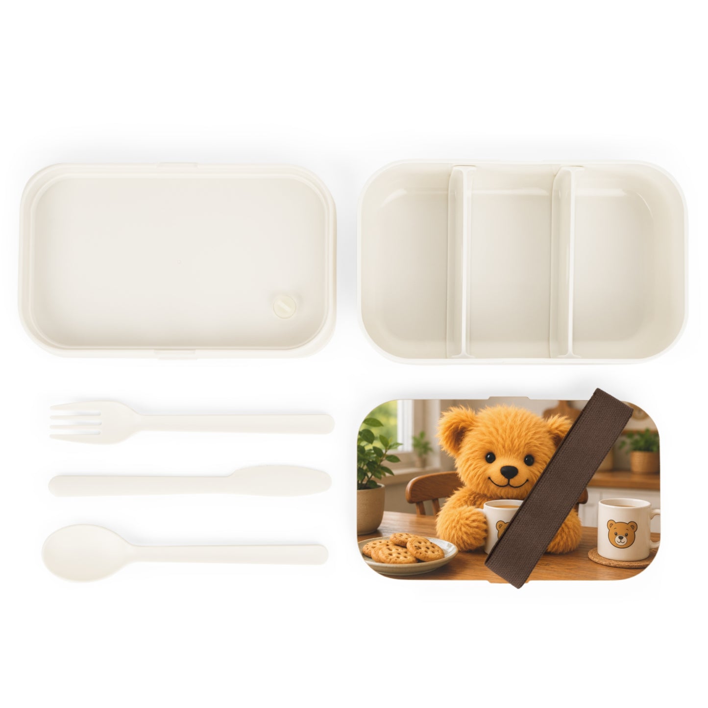 Teddy on Tour Teddy having a cuppa Bento lunchbox ( find a matching water bottle )