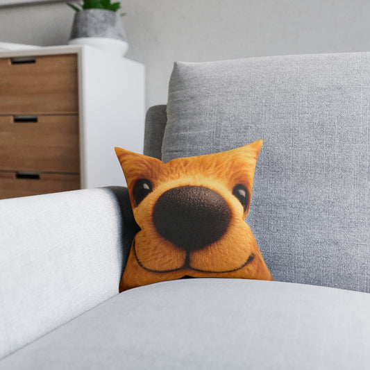 Teddy on Tour Close Up Scruffy Teddy Square Pillow