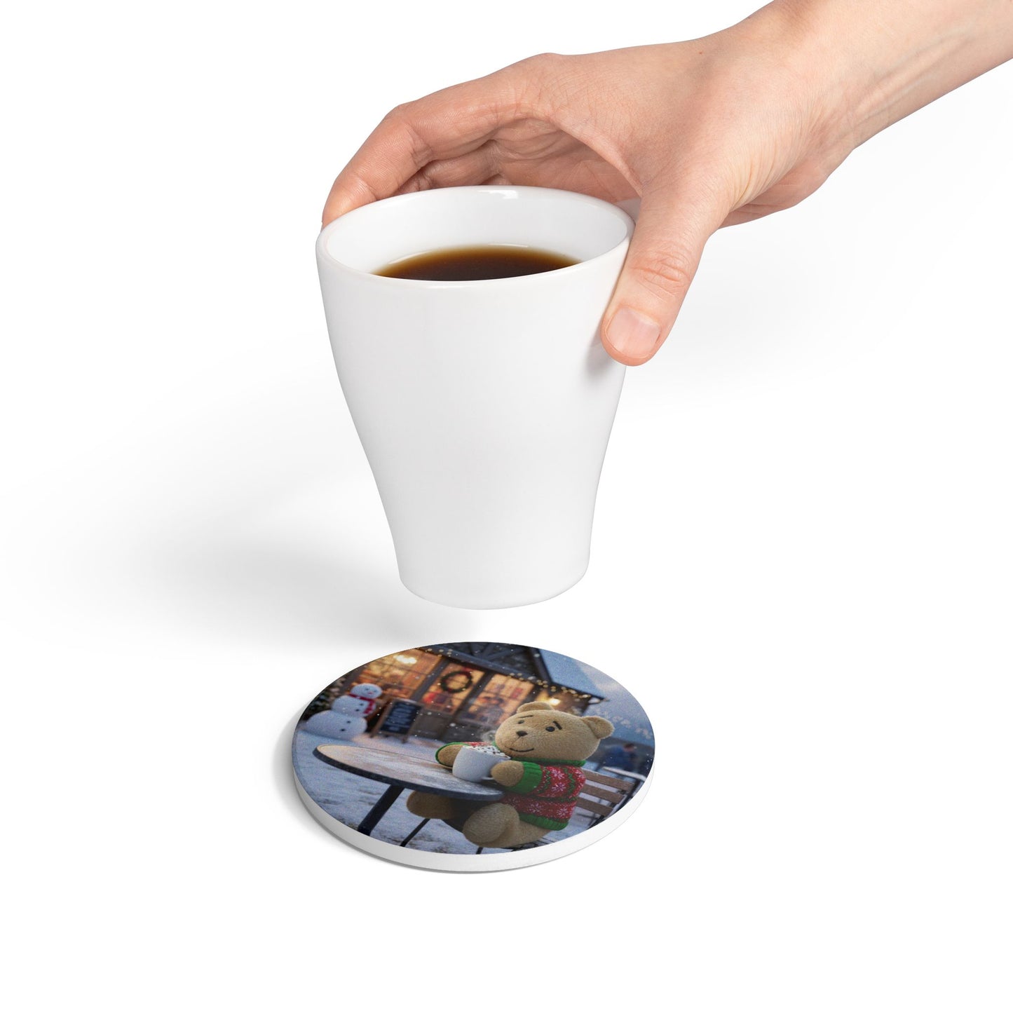 Teddy on Tour Christmas 2025 Ceramic Coaster 11