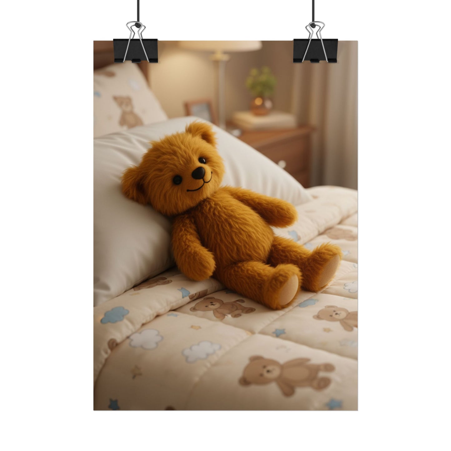 Teddy On Tour Teddy on bed poster Rolled Posters