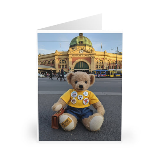 Teddy On Tour – Ralphie in Melbourne Greeting Cards (5 Pack)