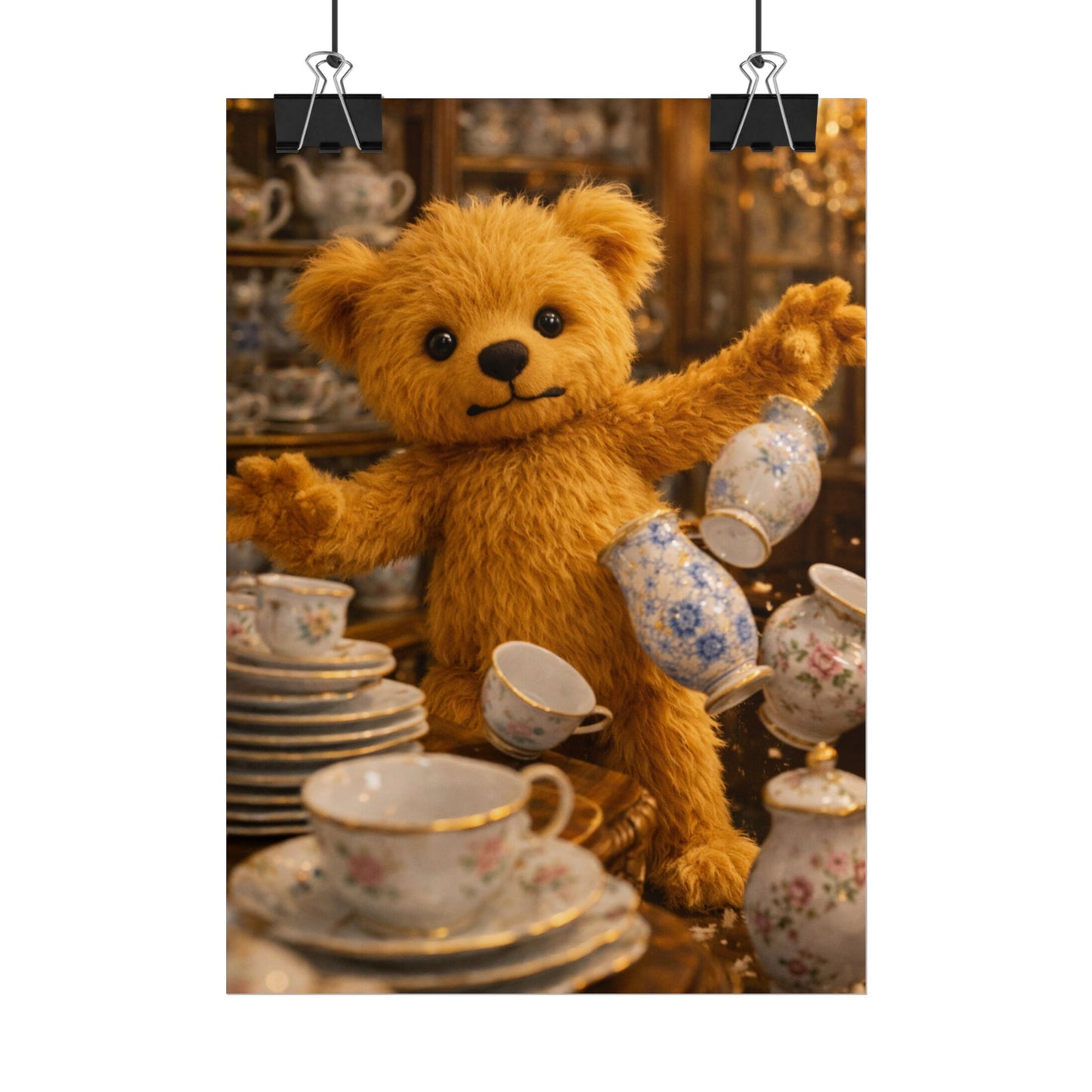 Teddy On Tour Teddy in a china shop poster Rolled Posters