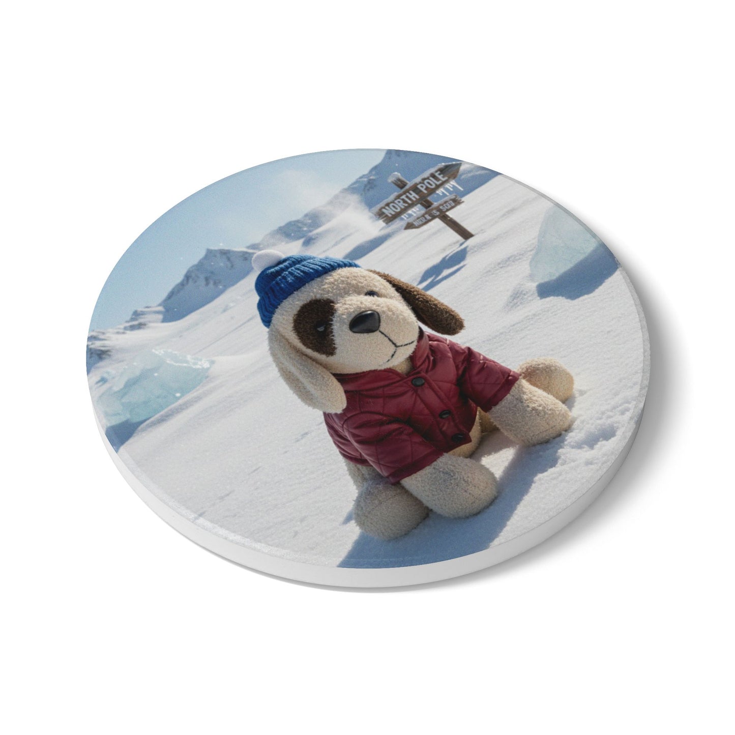 Teddy on Tour Christmas 2025 Ceramic Coaster 14