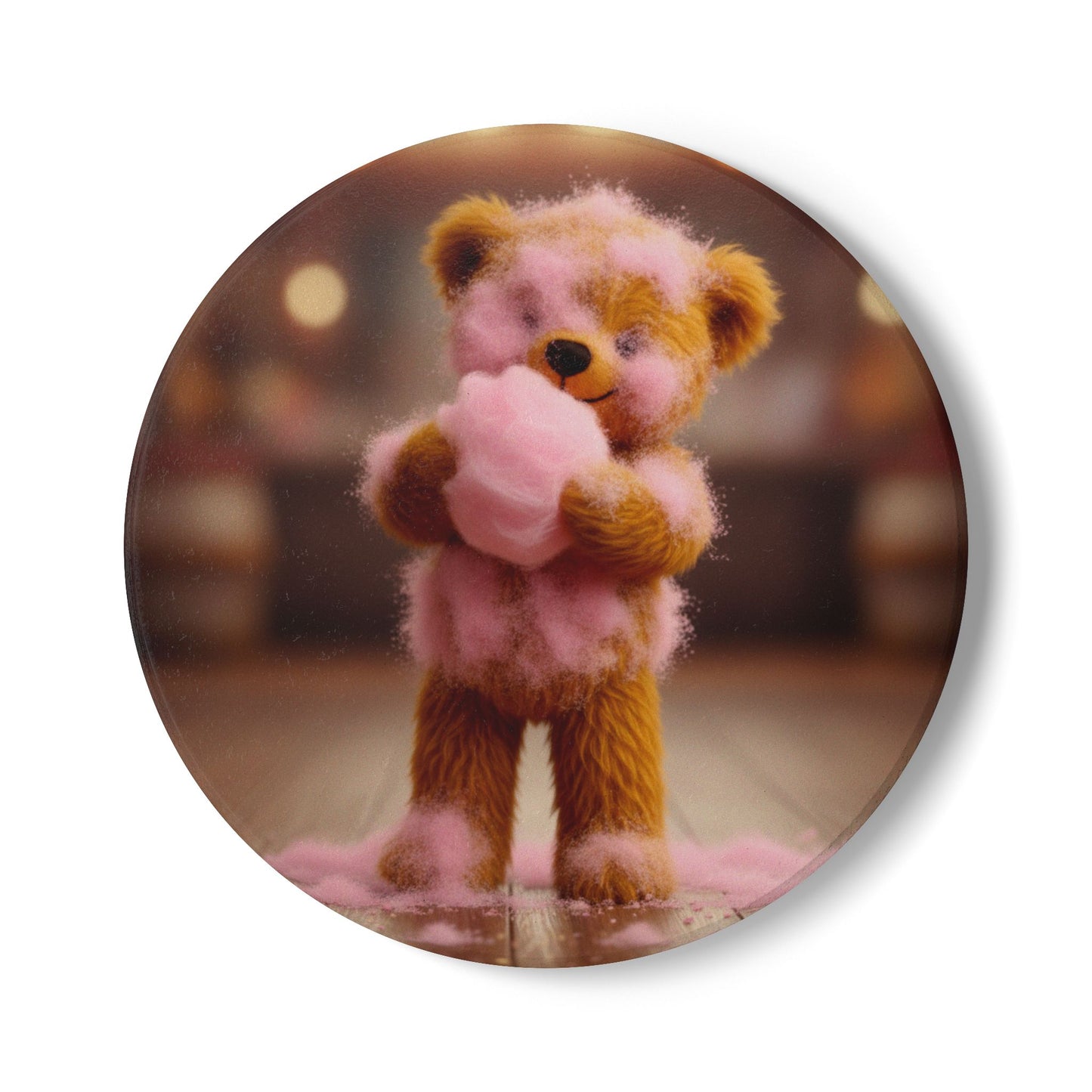 Teddy on Tour Teddy with candy floss Ceramic Coaster ( look for matching mug )