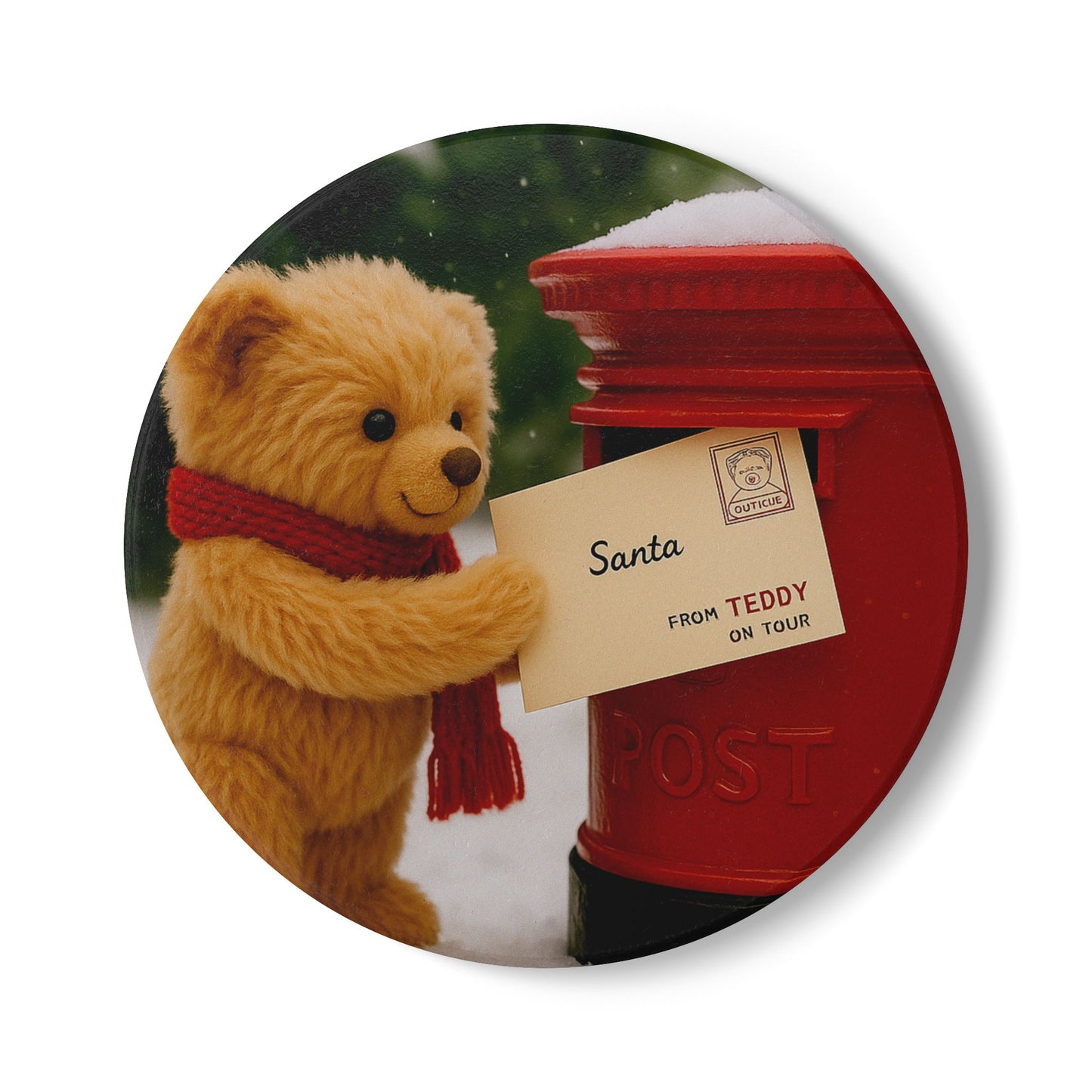 Teddy on Tour Christmas 2025 Ceramic Coaster 5