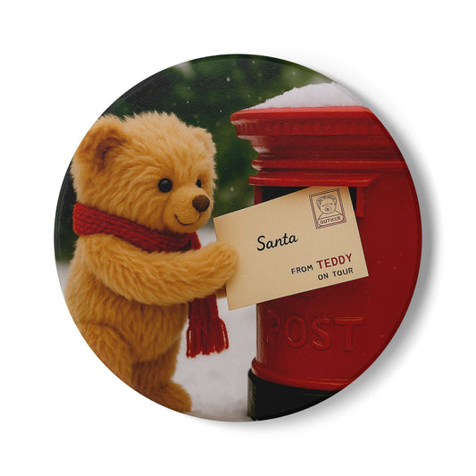 Teddy on Tour Christmas 2025 Ceramic Coaster 5
