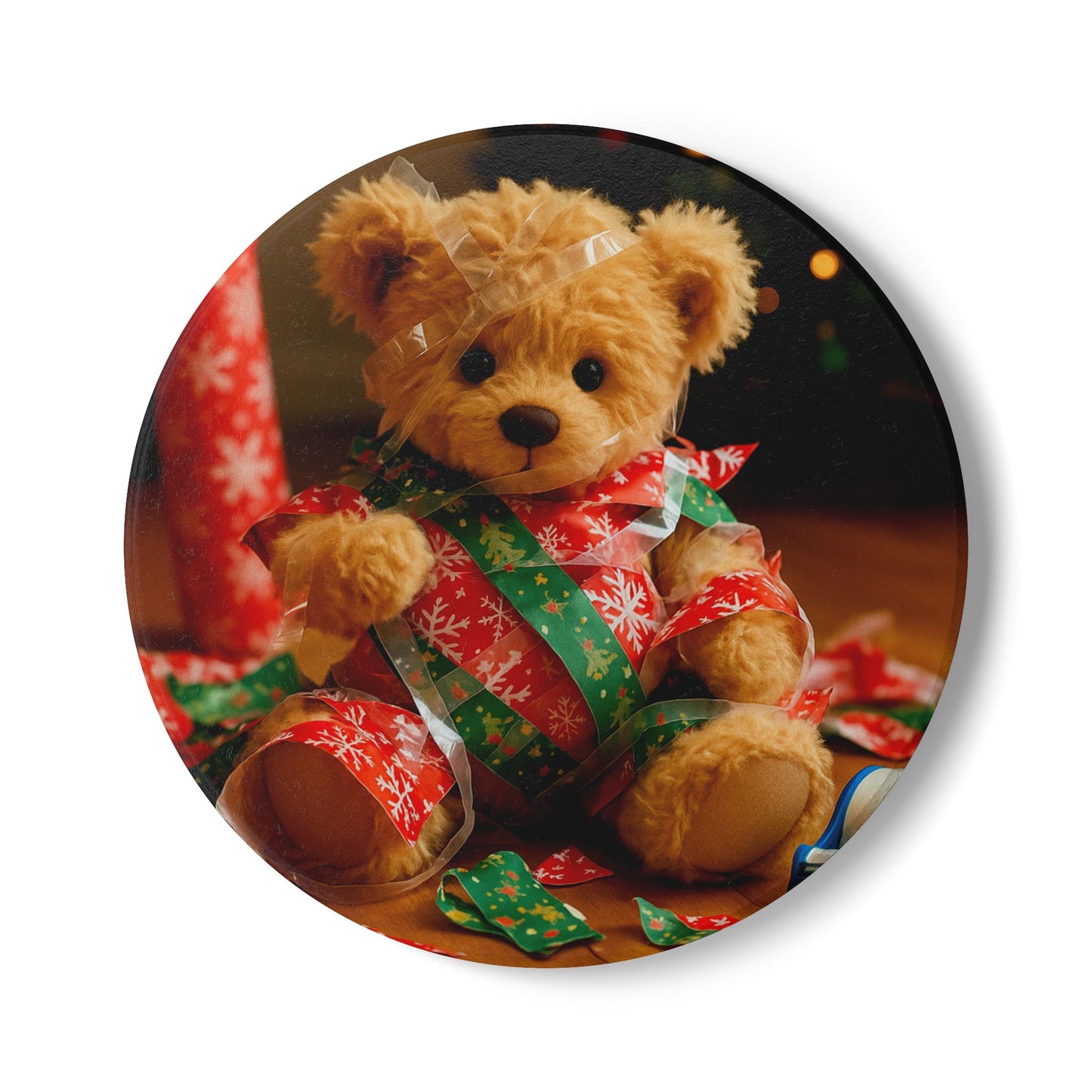 Teddy on Tour Christmas 2025 Ceramic Coaster 3