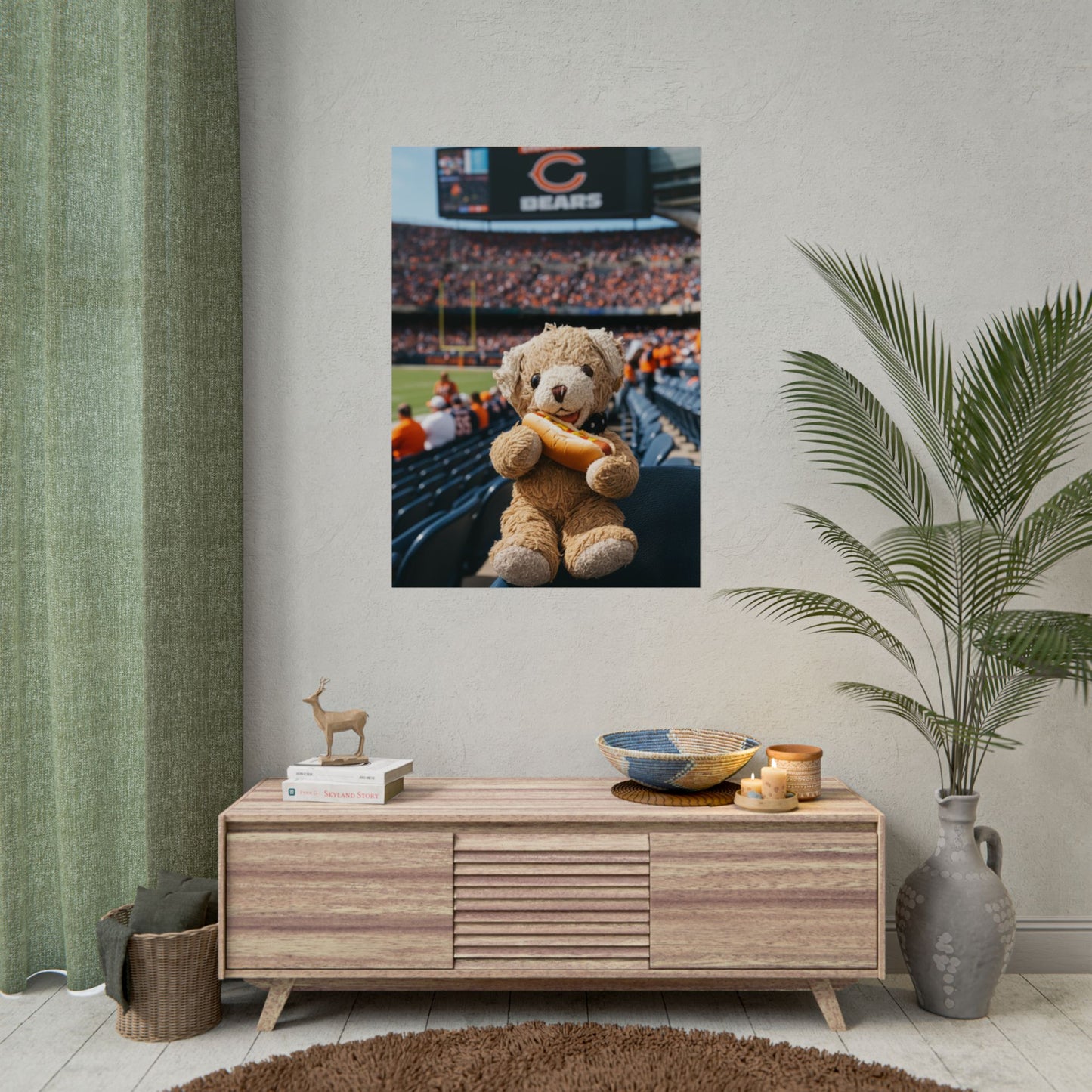 Teddy On Tour Ben visits the Chicago Bears Rolled Posters