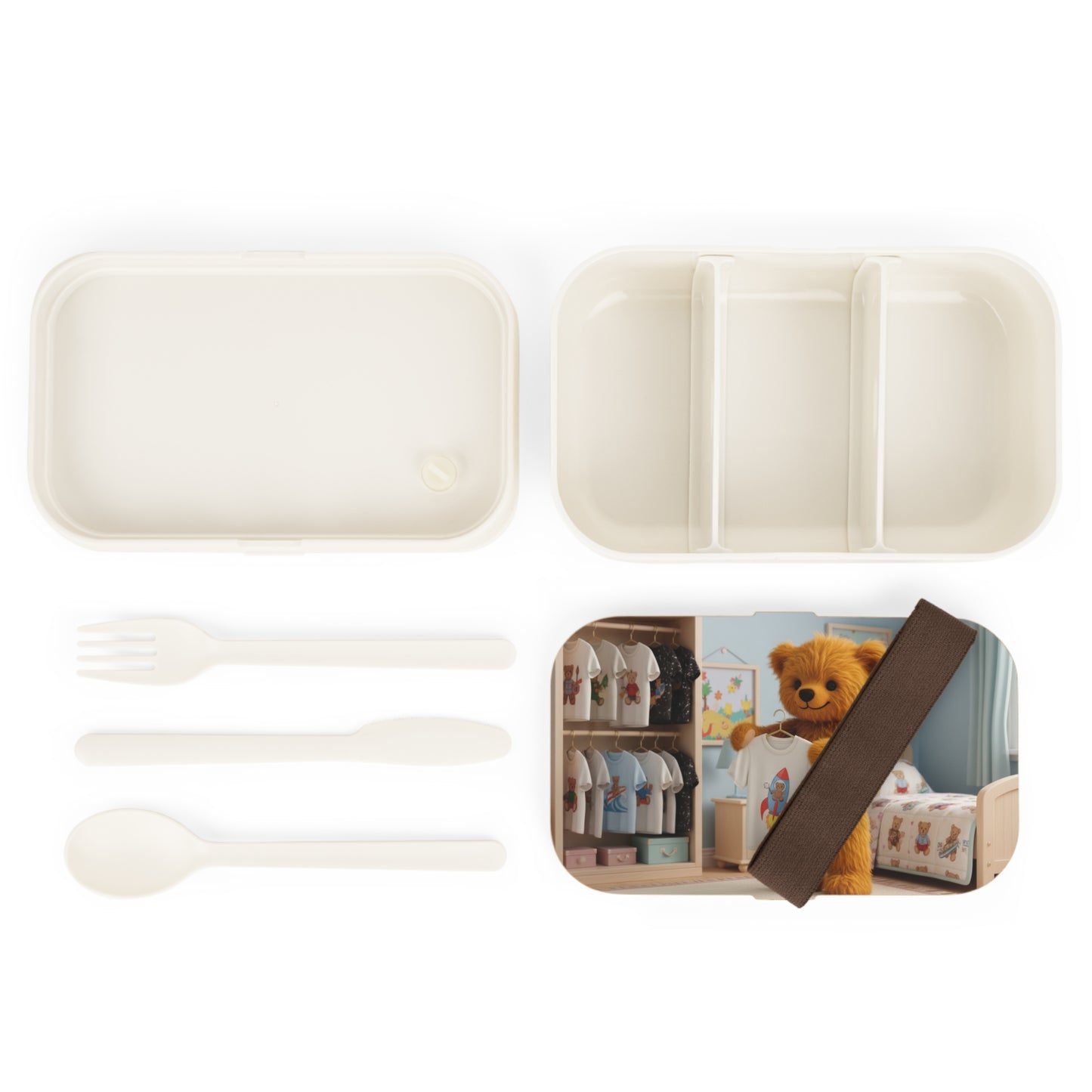 Teddy on Tour Teddy picking clothes Bento lunchbox ( find a matching water bottle )