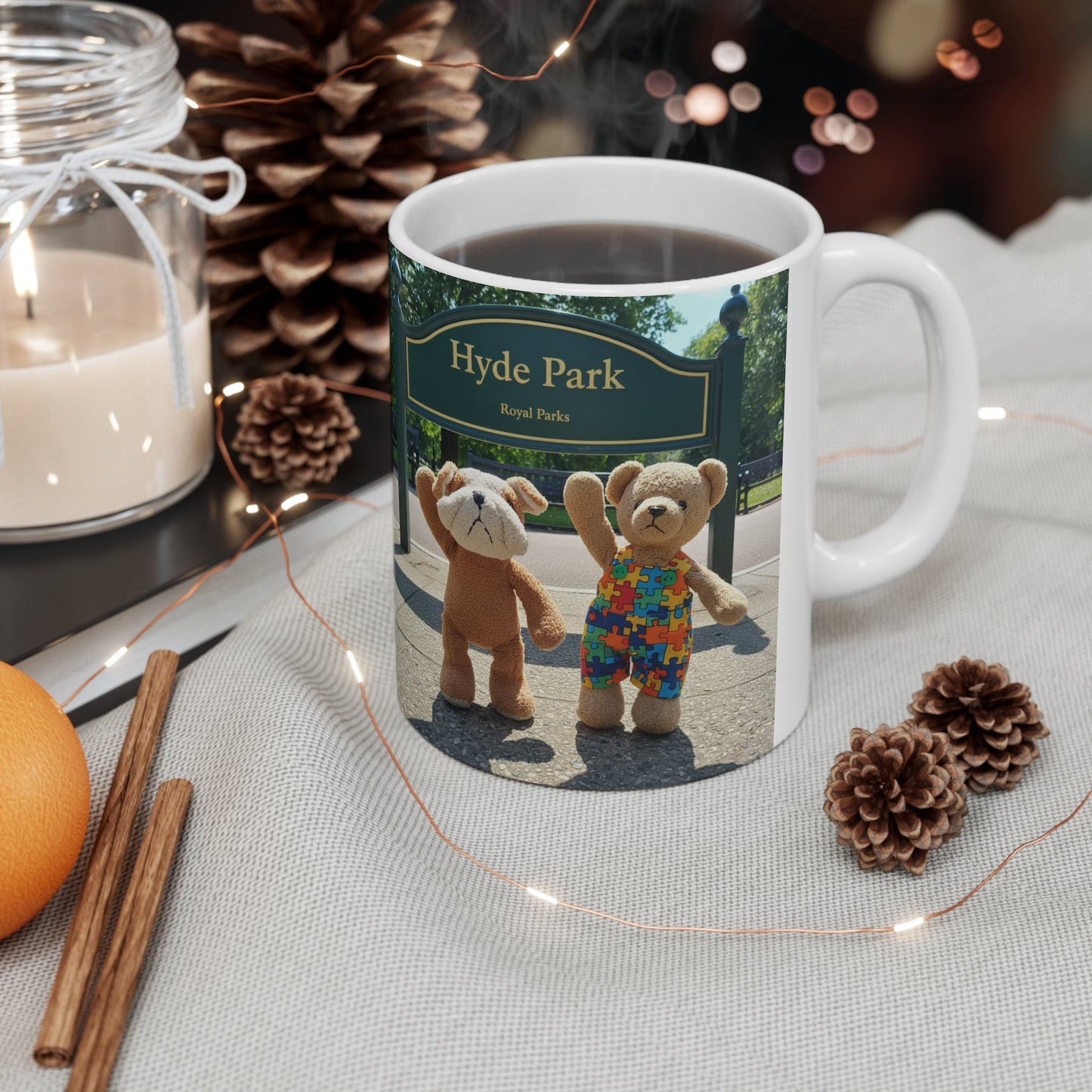 Teddy On Tour – Cubby Bear and Danny Dog in London Ceramic Coffee Cup