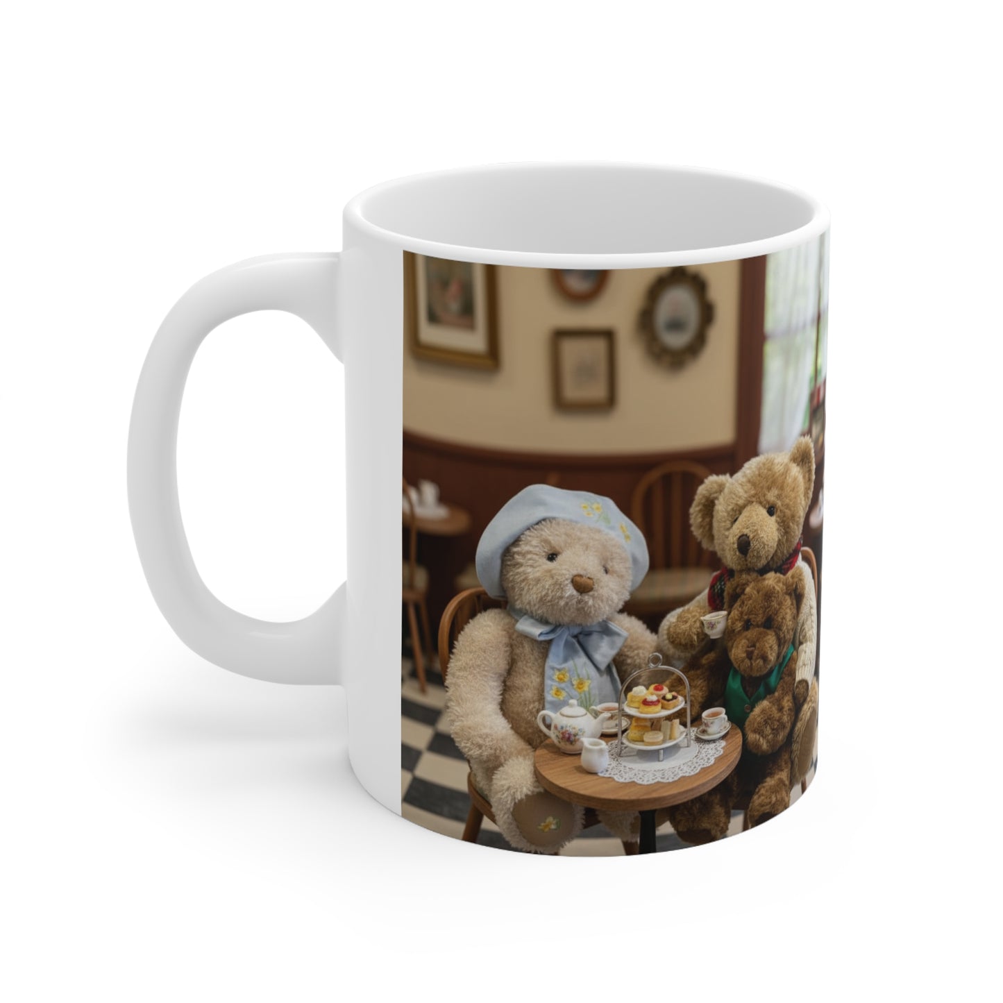 Teddy On Tour – Bear Family enjoy afternoon tea Ceramic Coffee Cup