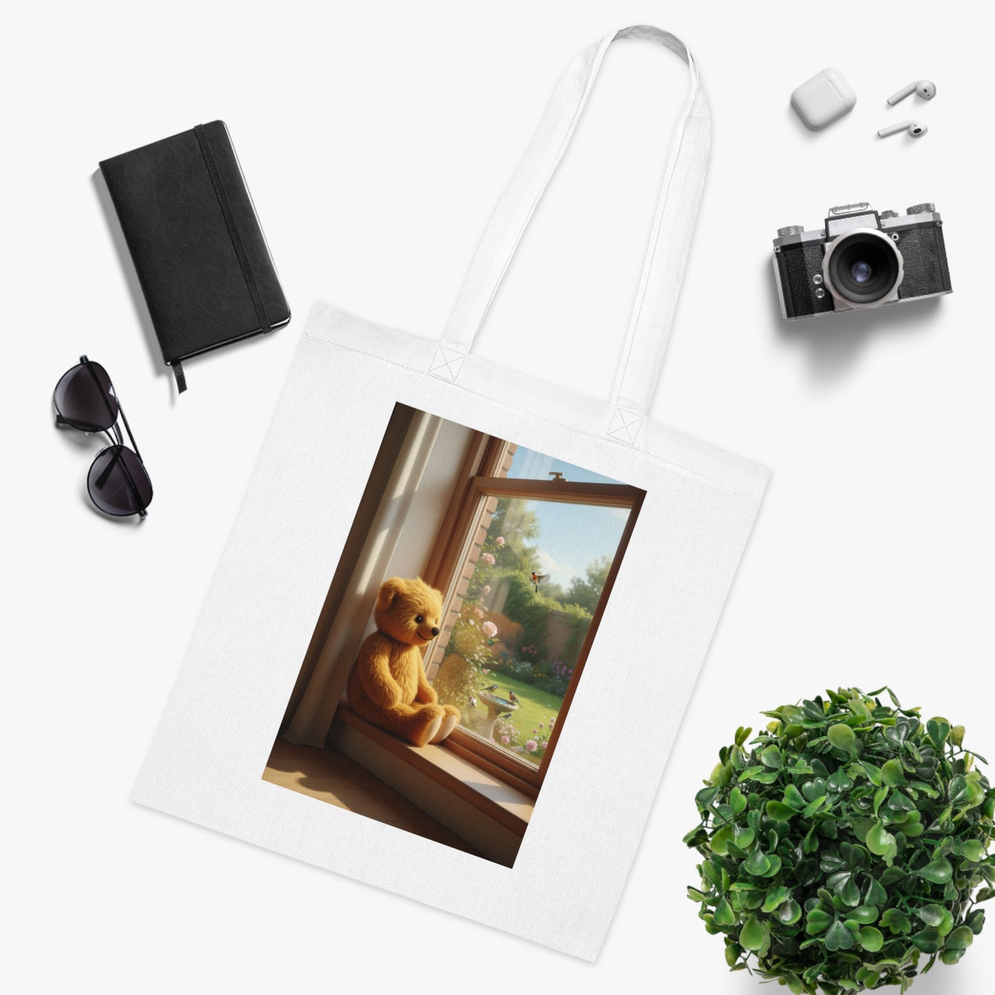 Teddy On Tour Cotton Tote Bag