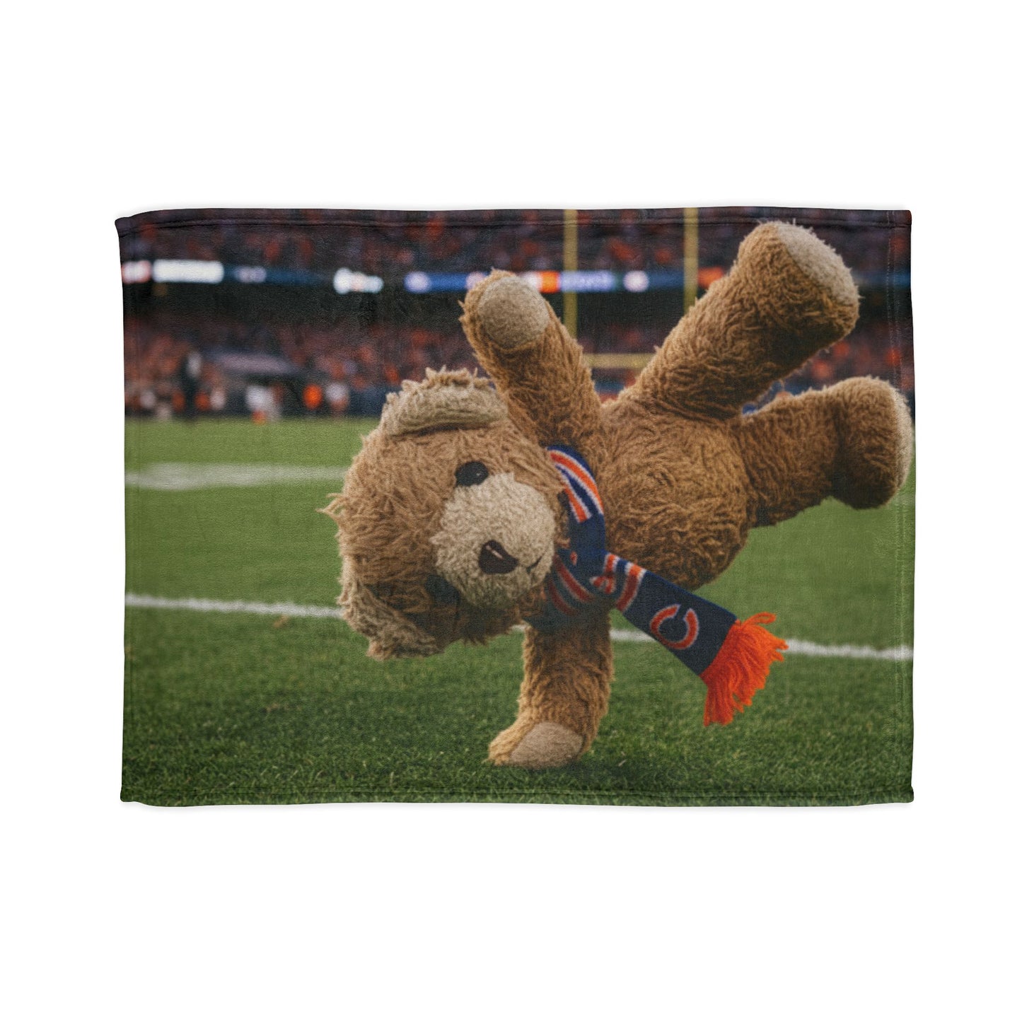 Teddy On Tour Ben visits Chicago Bears Soft Polyester Blanket