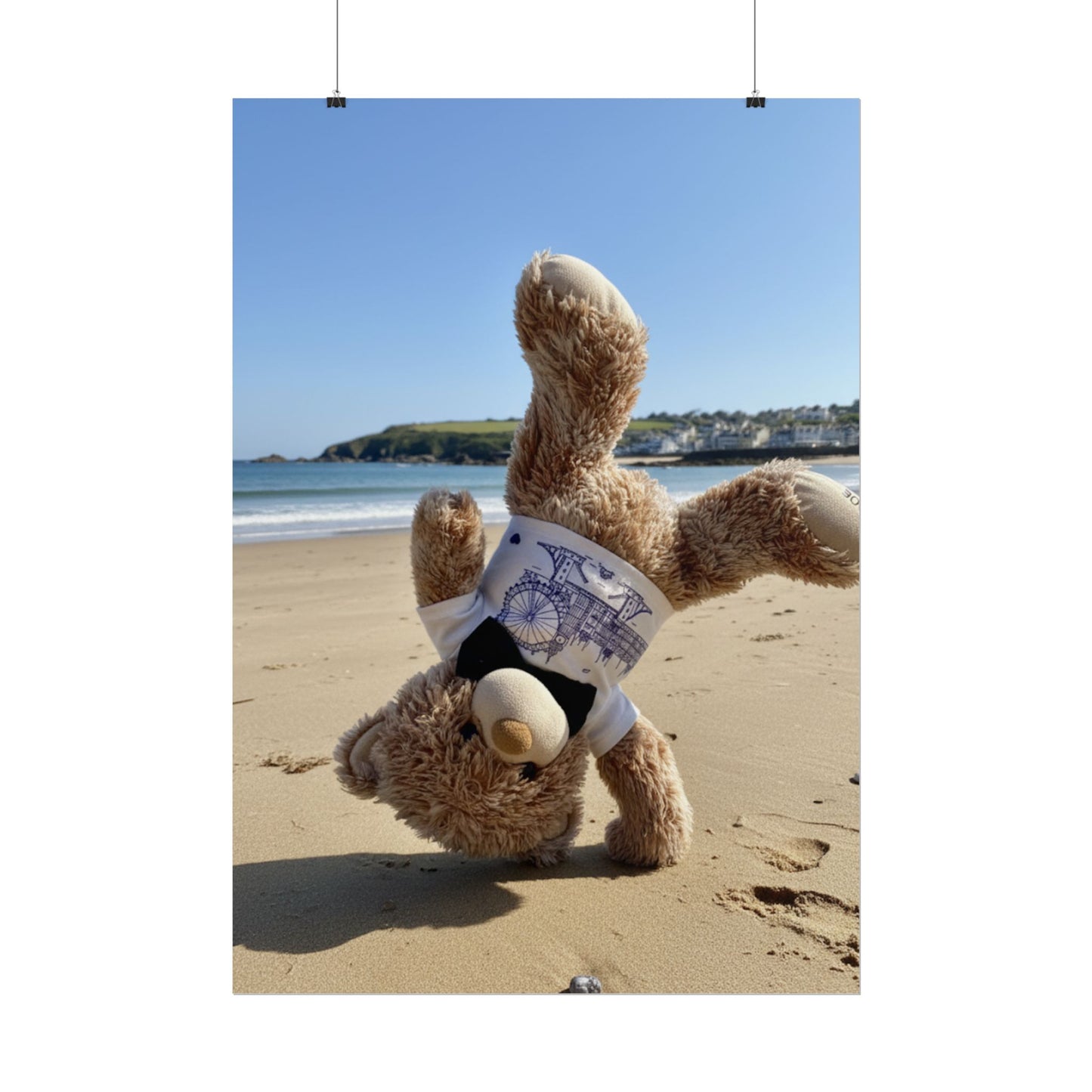 Teddy On Tour Candy Bear at Looe Beach Rolled Posters