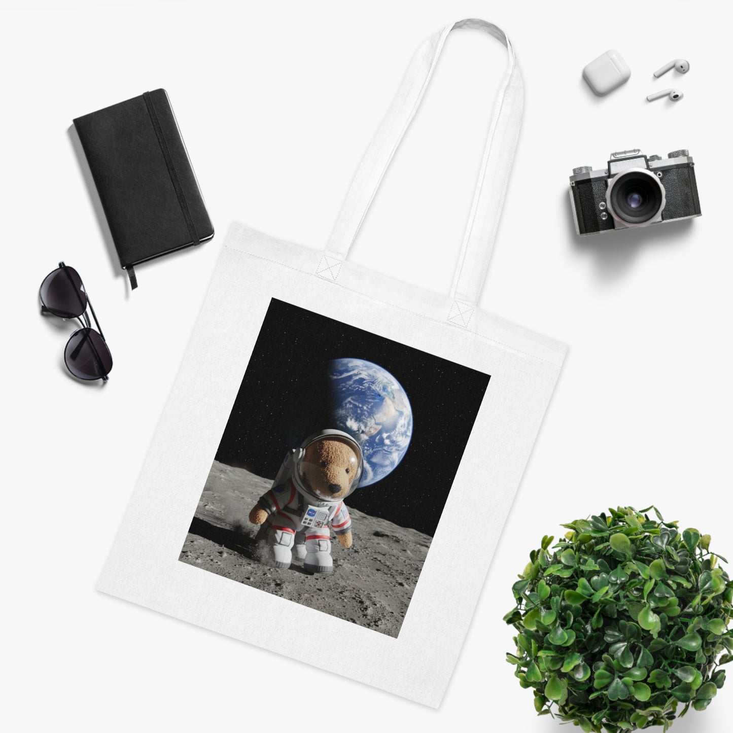 Teddy On Tour – Rusty in Space Cotton Tote Bag