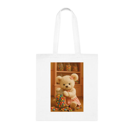Teddy On Tour – Bella in a sweet shop Cotton Tote Bag