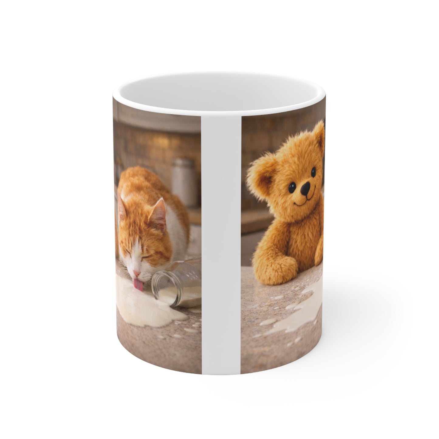 Teddy On Tour Teddy and Cat Ceramic Mug