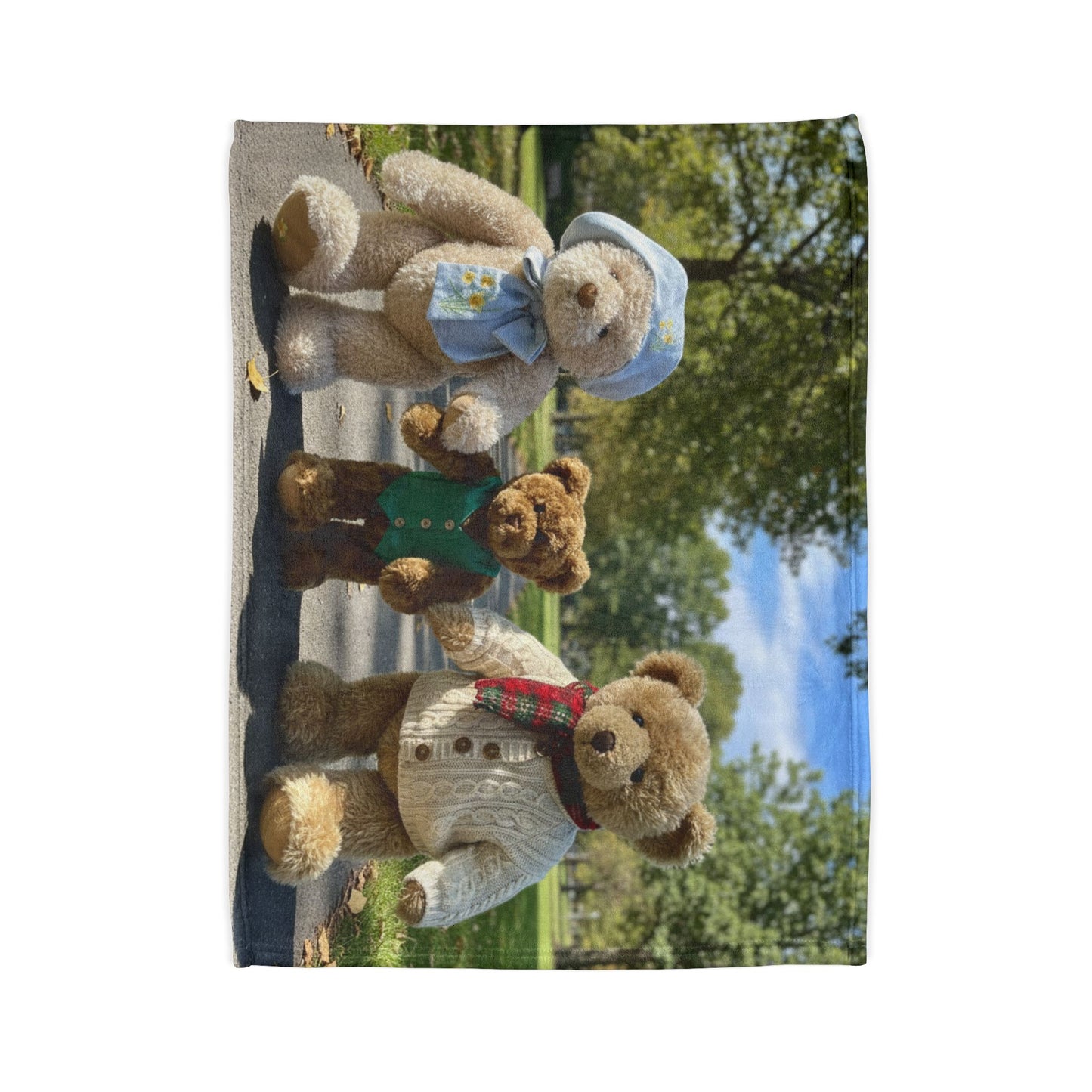 Teddy On Tour Bear Family enjoy afternoon tea Soft Polyester Blanket
