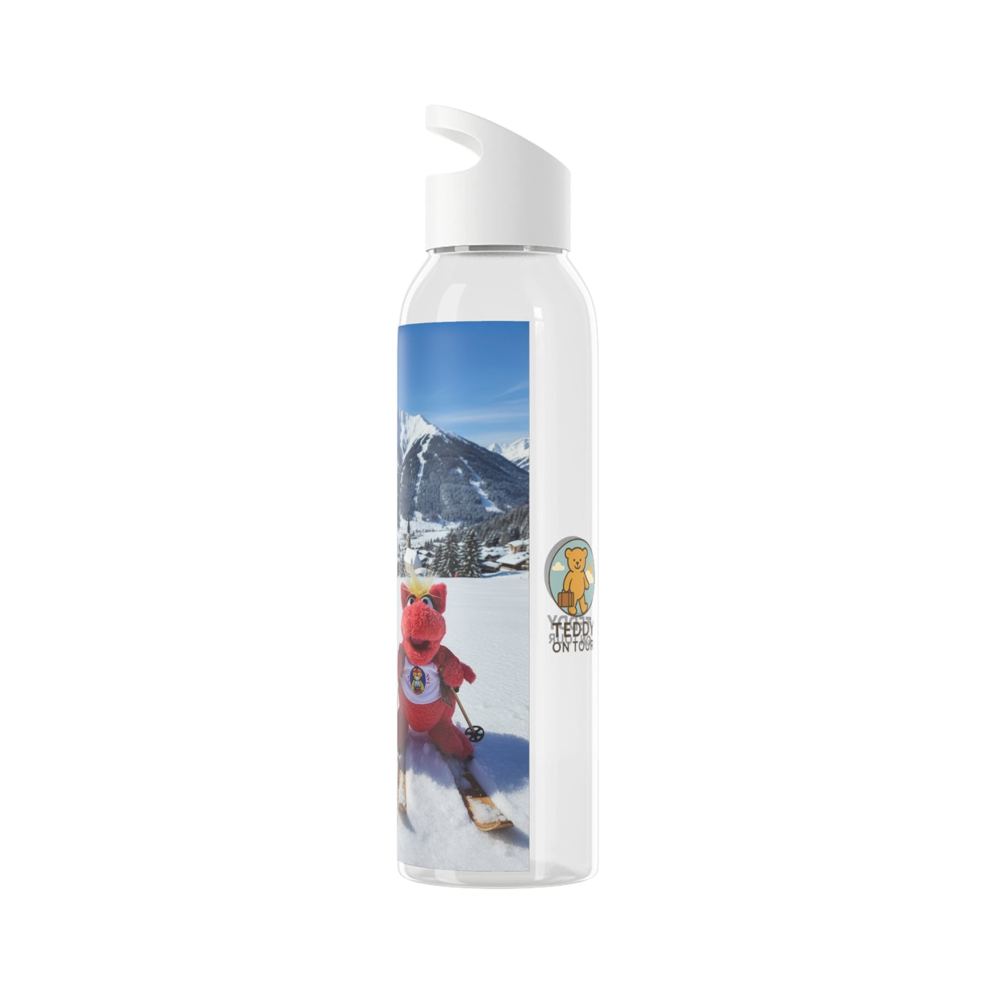 Teddy on Tour Octey and Elsie in Seefeld-in-Tirol Austria Sky Water Bottle