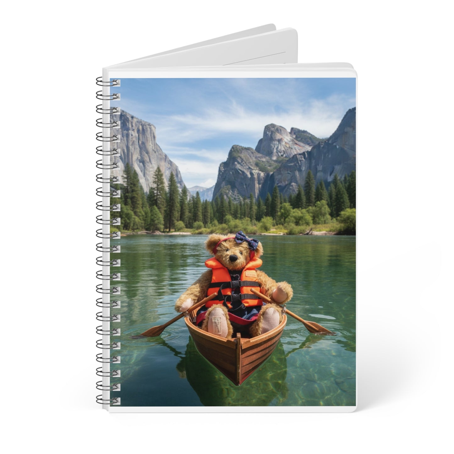 Teddy On tour Daisy in Yosemite Park Wirebound Softcover Notebook, A5