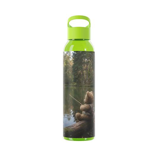 Teddy on Tour teddy in sunny forest near a lake Sky Water Bottle