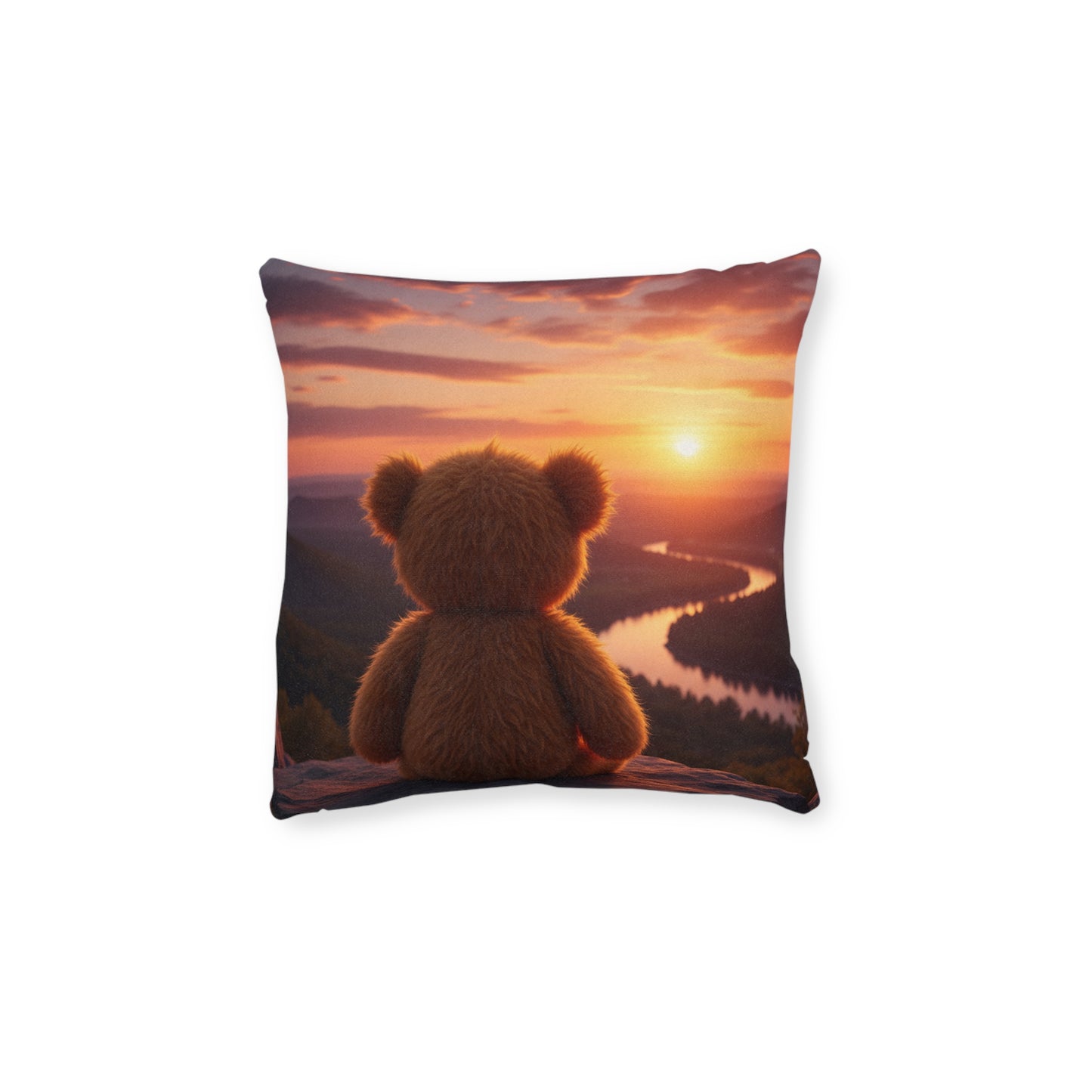 Teddy on Tour Sunset Teddy Square Cushion