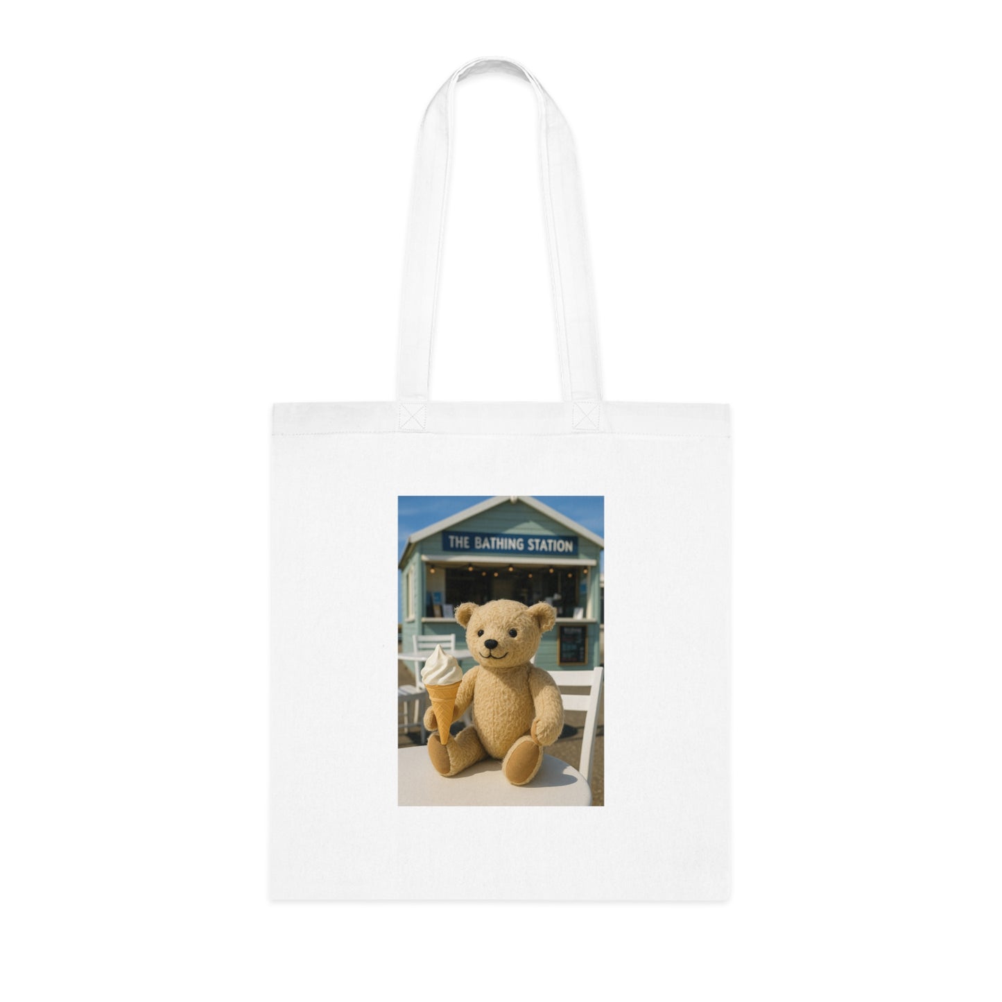 Teddy On Tour – Bexhill Bathing Station Cotton Tote Bag