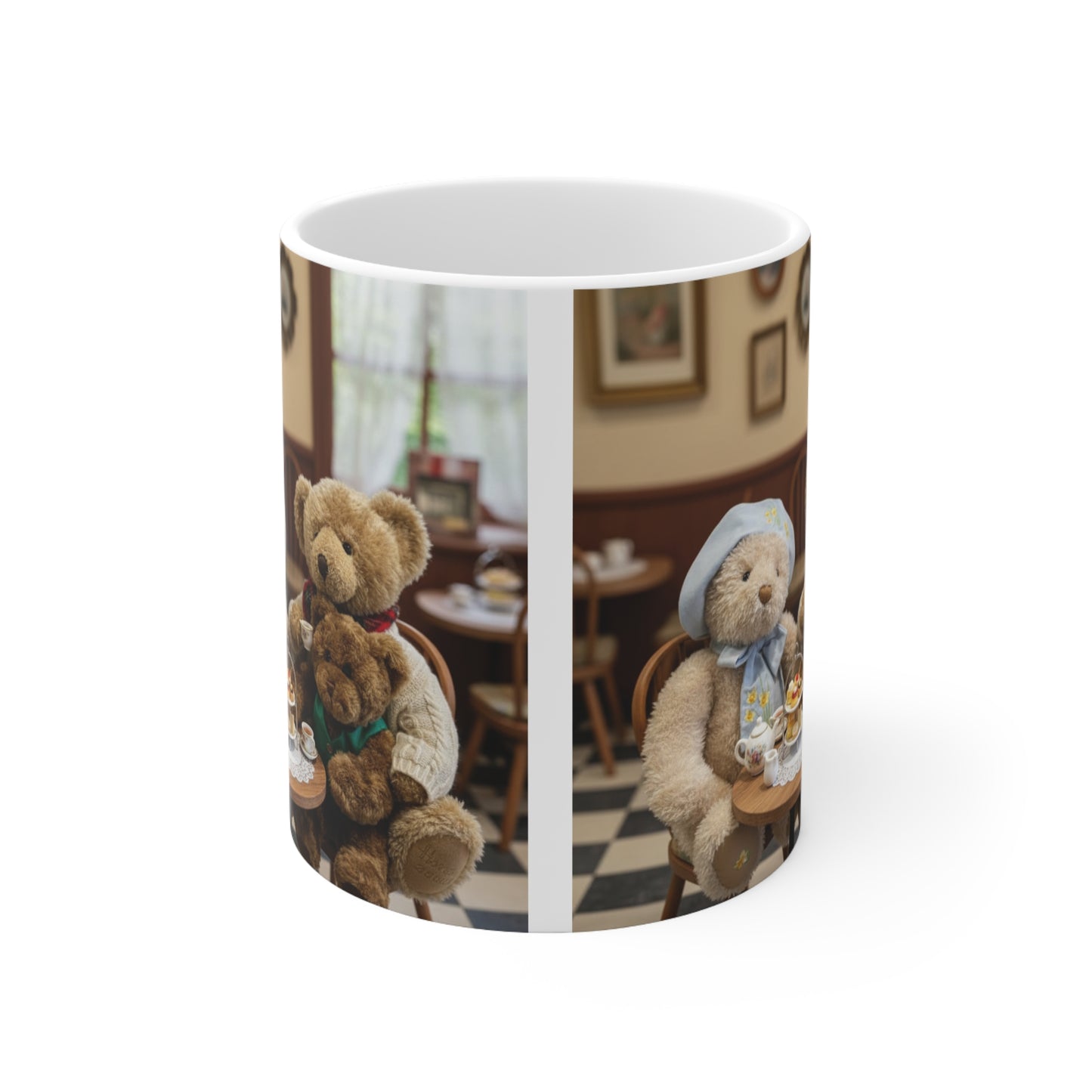 Teddy On Tour – Bear Family enjoy afternoon tea Ceramic Coffee Cup