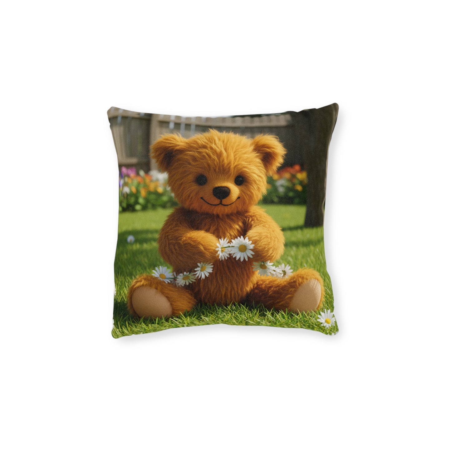 Teddy on Tour Daisy Chain Teddy Square Cushion