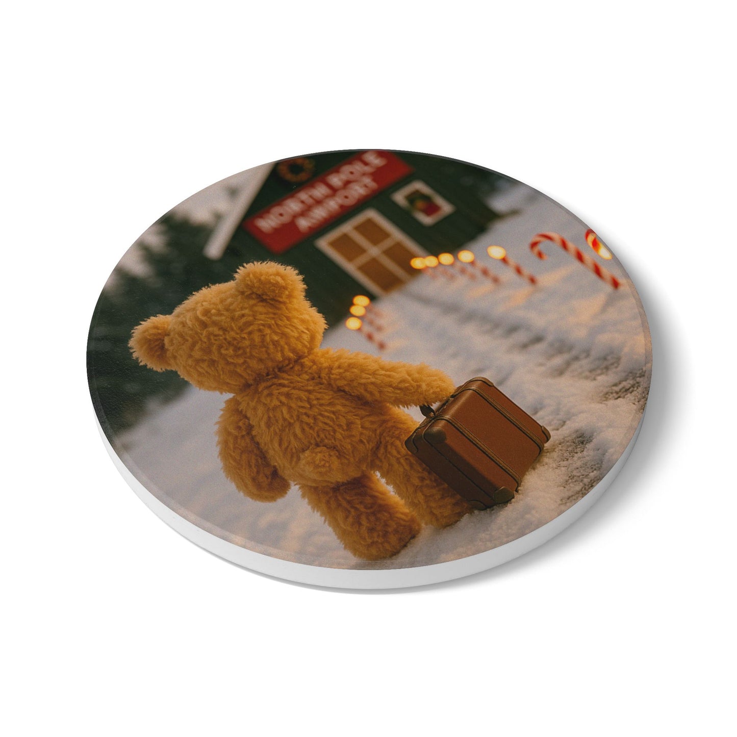 Teddy on Tour Christmas 2025 Ceramic Coaster 7