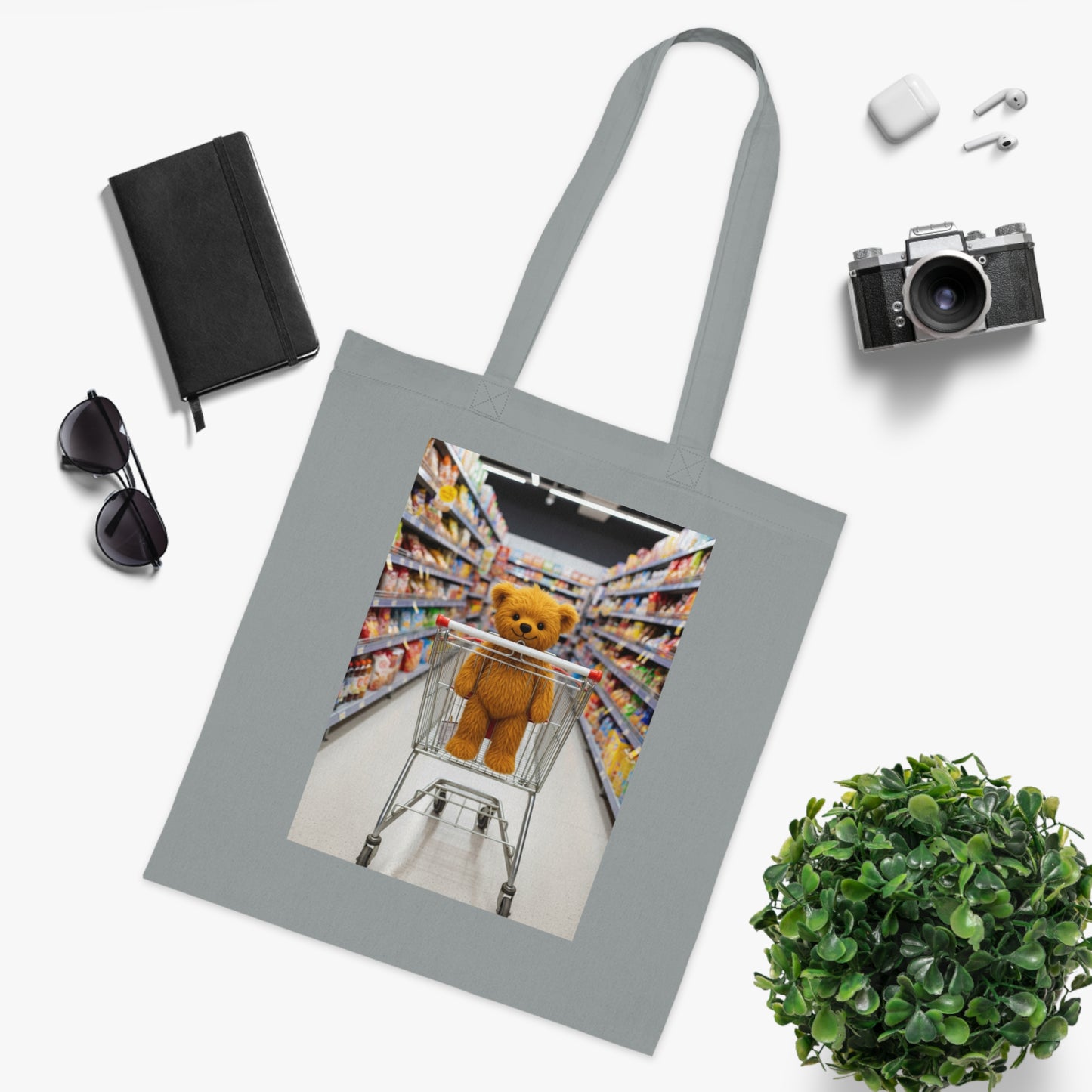 Teddy On Tour Cotton Tote Bag