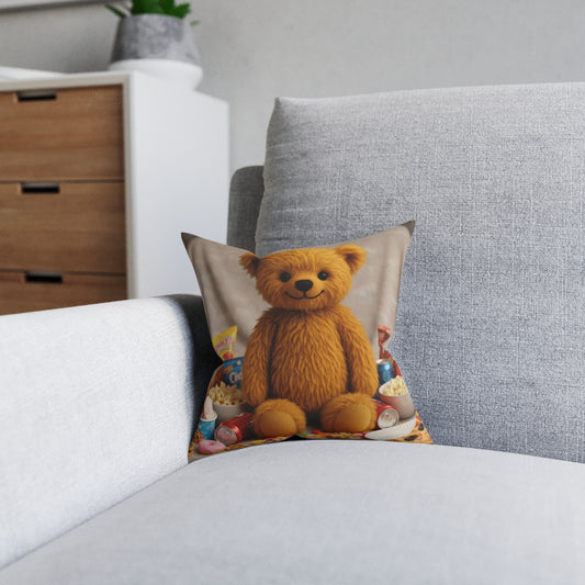 Teddy on Tour Teddy With Chompensation Square Cushion