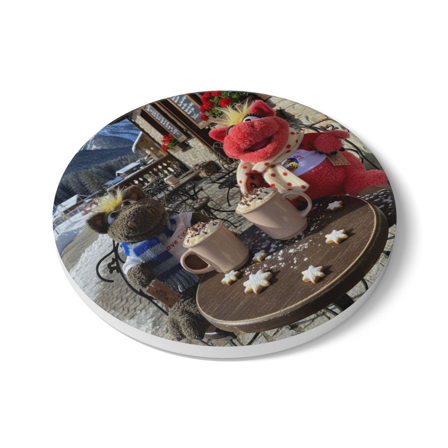Teddy on Tour Christmas 2025 Ceramic Coaster 9