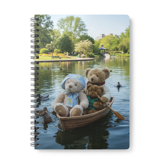 Teddy On tour Bear Family enjoy afternoon tea Softcover Notebook, A5