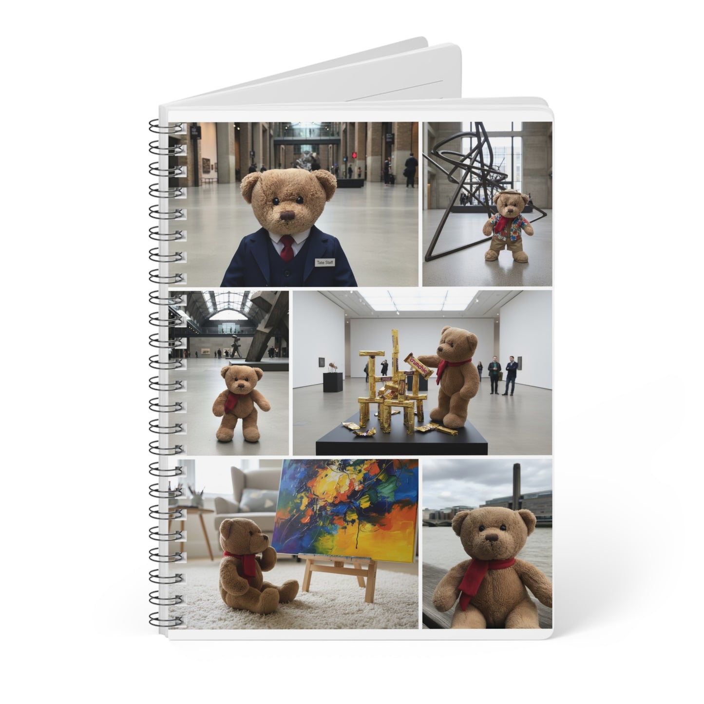 Teddy On tour Offis at the Tate Modern Wirebound Softcover Notebook, A5