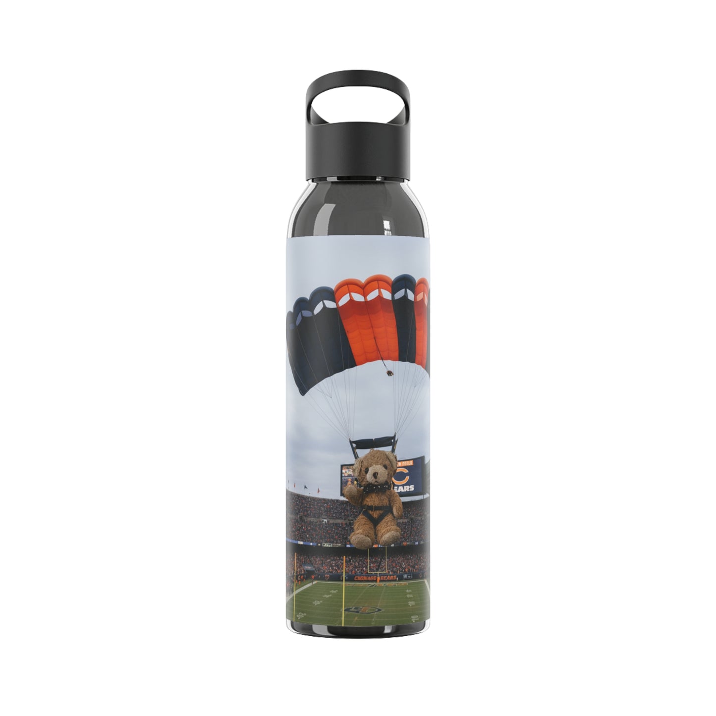 Teddy on Tour Ben visits the Chicago Bears Sky Water Bottle