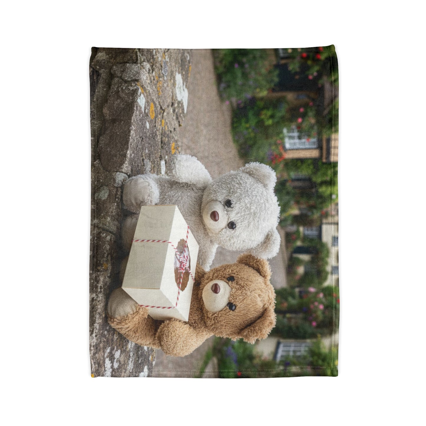 Teddy On Tour Brownie and Whitie in Shanklin Isle of Wight Soft Polyester Blanket